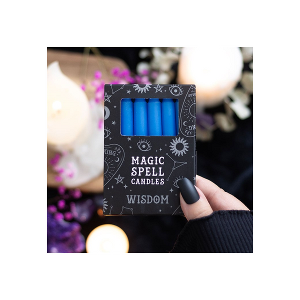 Set of 12 Blue ’Wisdom’ Spell Candles